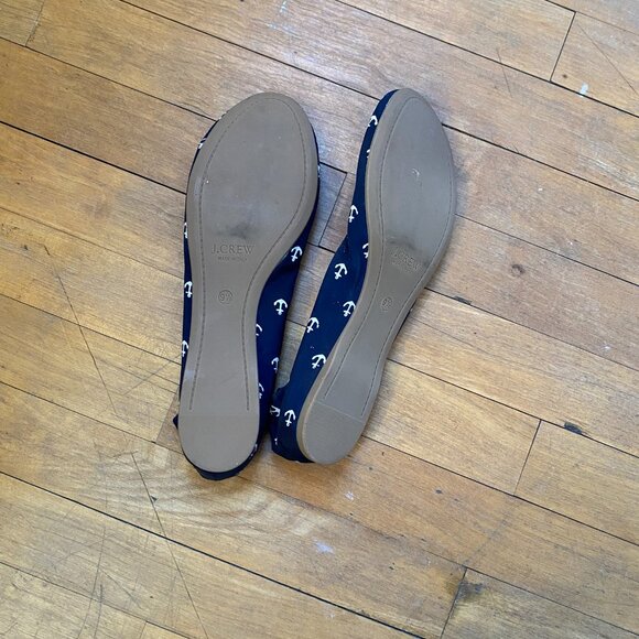J Crew Ballet Flats - Navy with white anchors - Picture 4 of 7